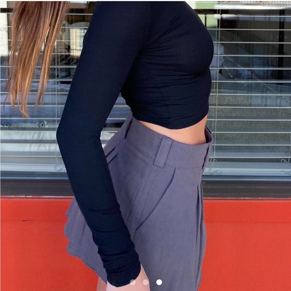 Grey Pleated Skirt Mini